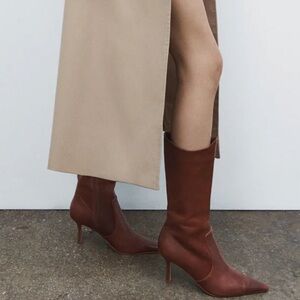 🌹TONY BIANCO🌹 Sheba Cognac Brown Leather Boot Pointed Toe Size: 9.5